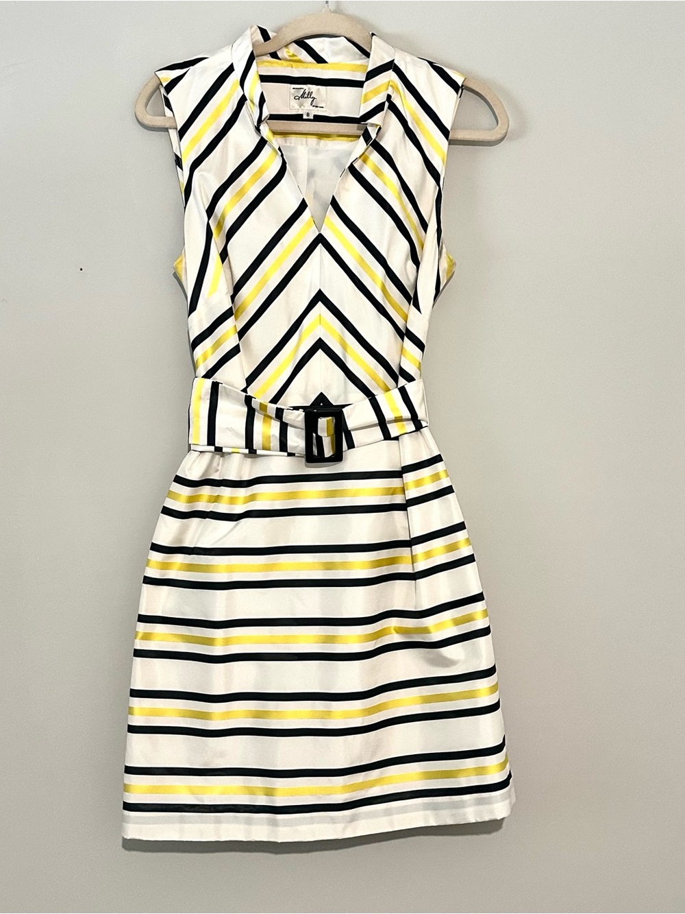 Milly of New York Silk Striped Belted Sheath Dress Size 8